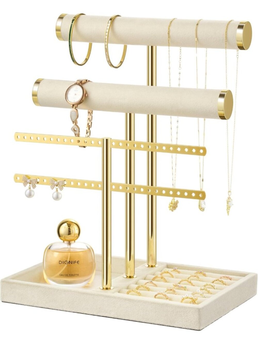 Stylish Jewelry Organizer Stand for Necklaces, Bracelets, Earrings & Rings